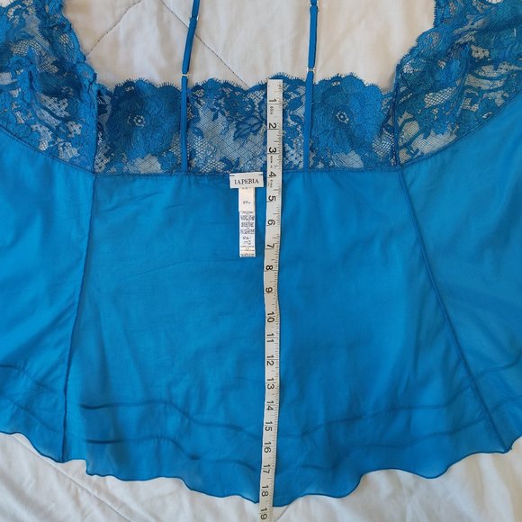 NEW La Perla Desert Rose Blue Organza Pyjama Top & Bottom With Lace & Embroidery - Picture 5 of 16